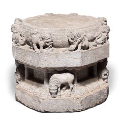 Pair of Highly Carved Chinese Stone Column Bases