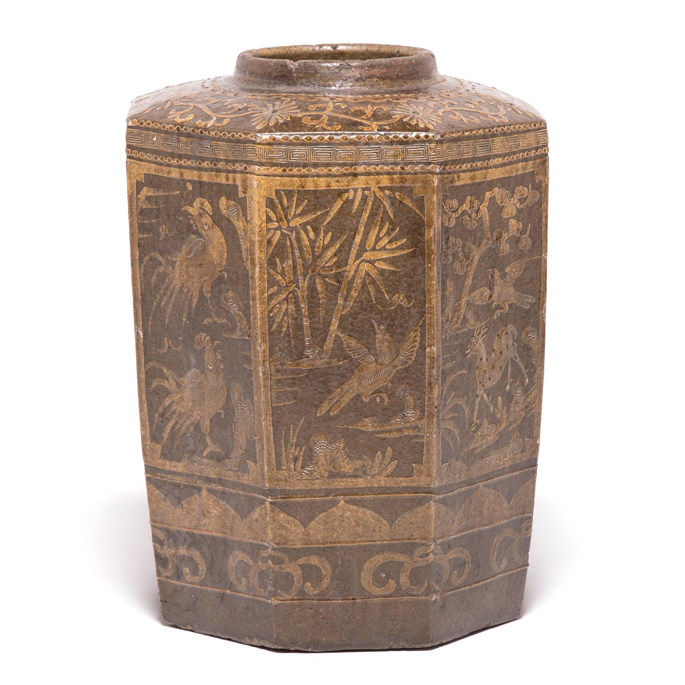 Qing Chinese Glazed Pickling Pot, c. 1850 For Sale
