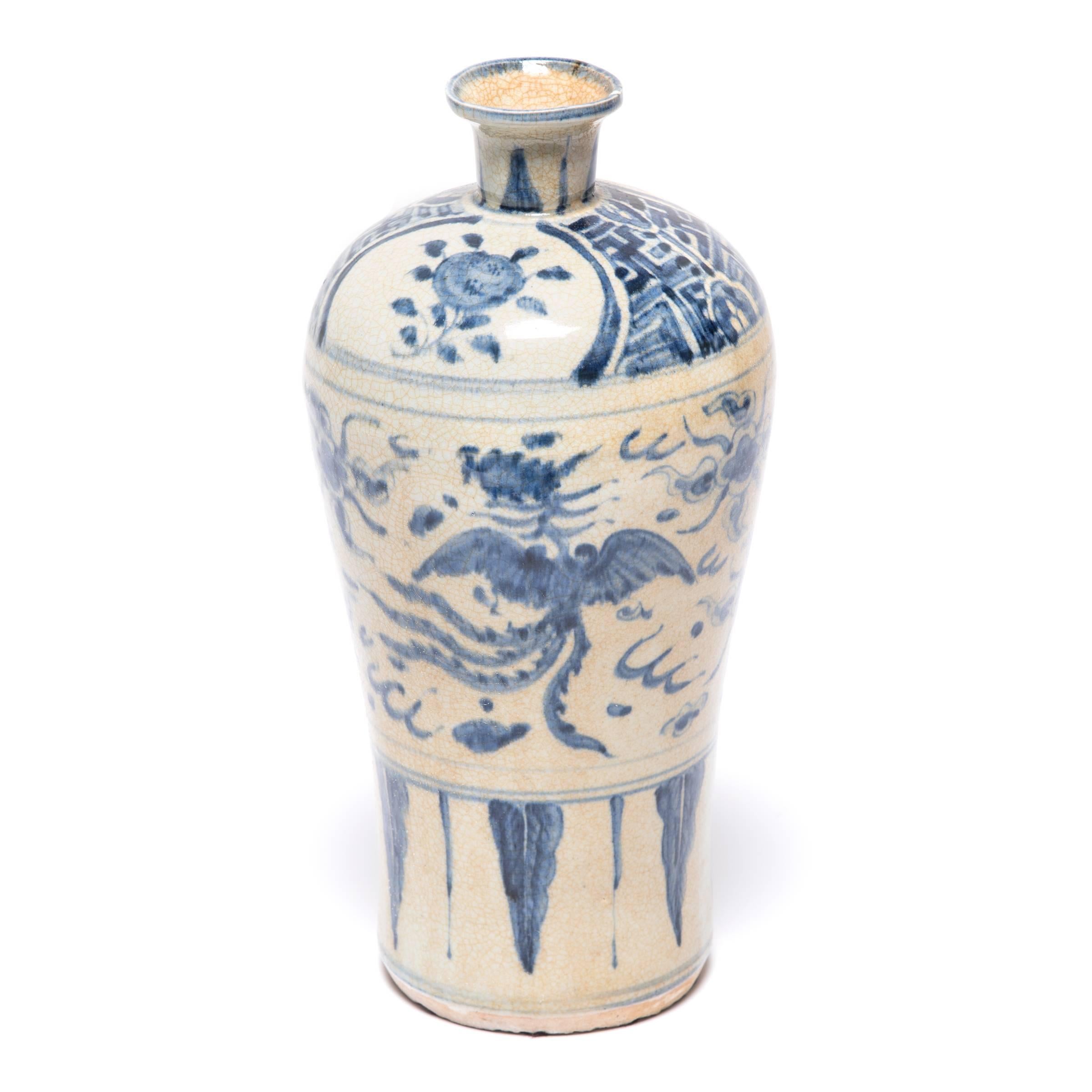 Chinese Rising Phoenix Meiping Vase In Excellent Condition In Chicago, IL