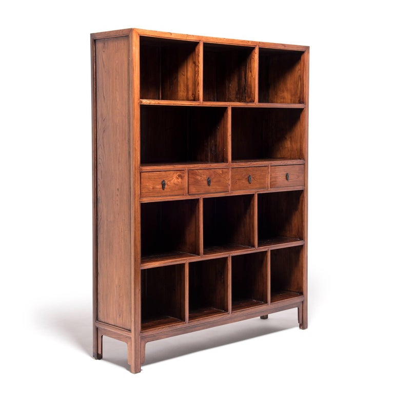 Chinese Elmwood Bookshelf at 1stDibs