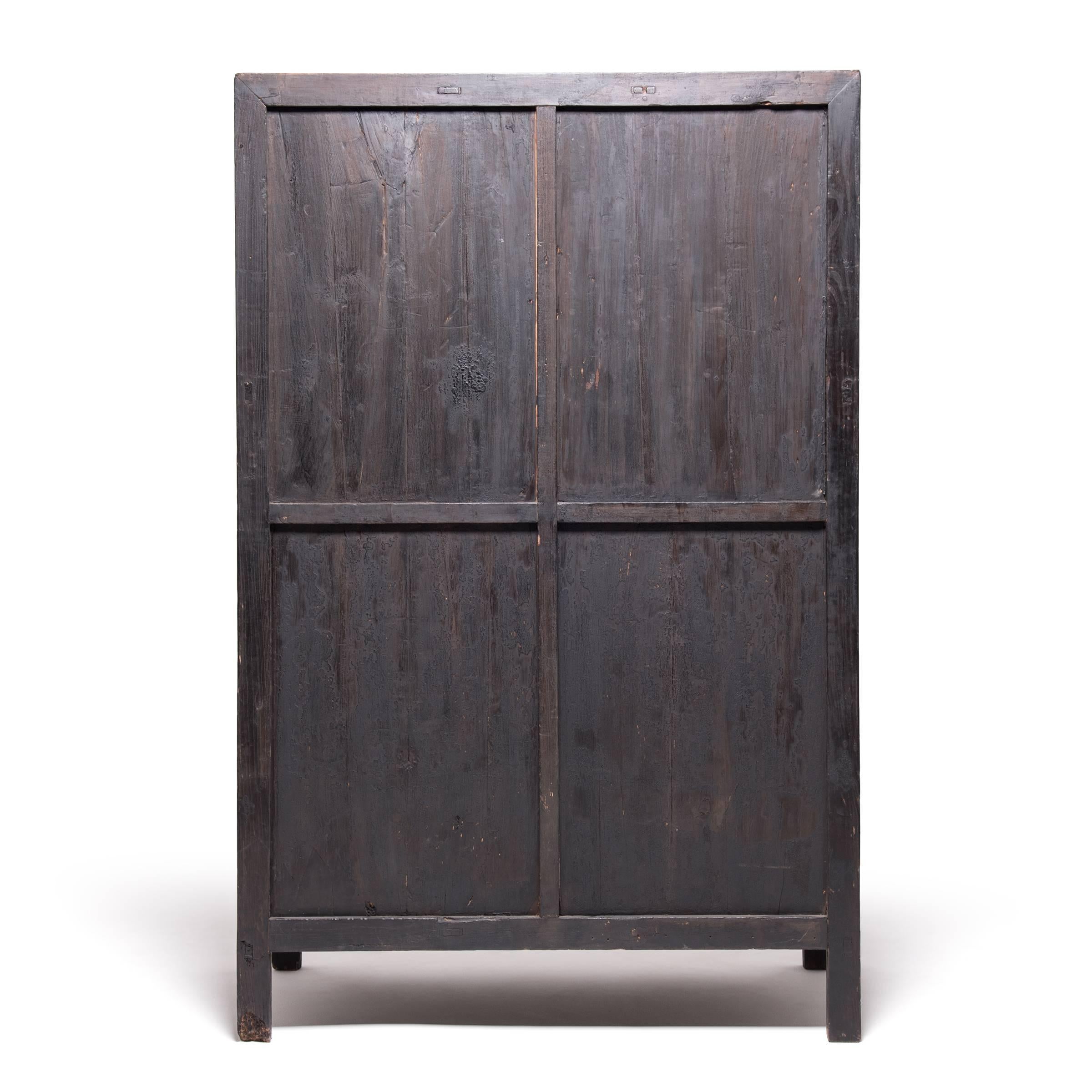 Chinese Two-Door Black Cabinet, c. 1850 In Good Condition For Sale In Chicago, IL