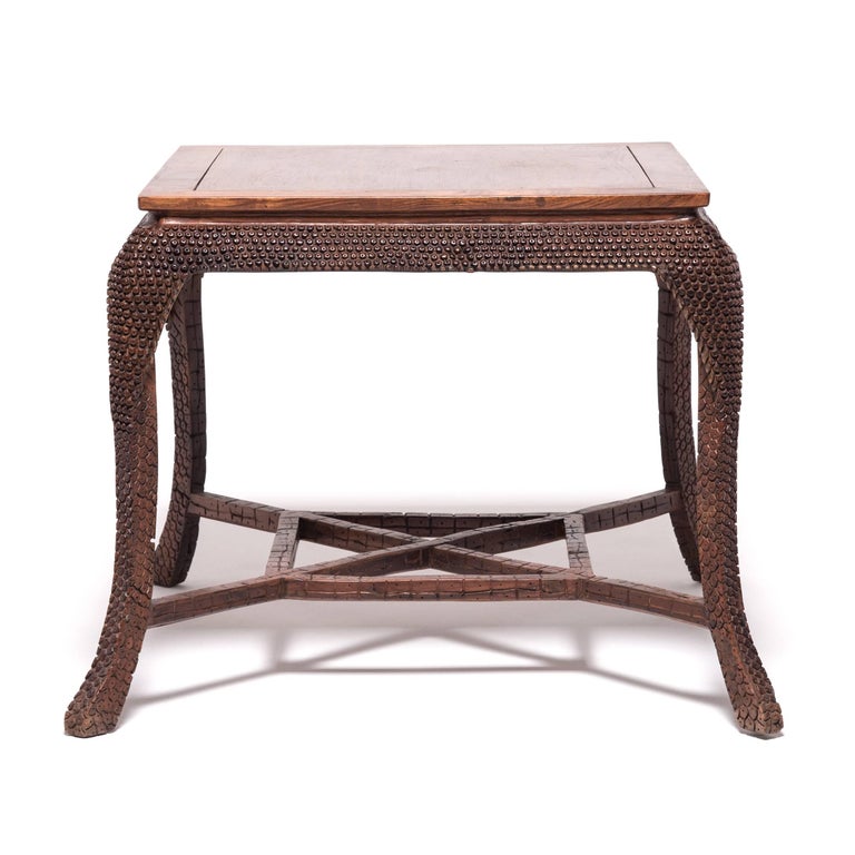 Chinese Dragon Scale Tea Table and Stools For Sale at 1stDibs