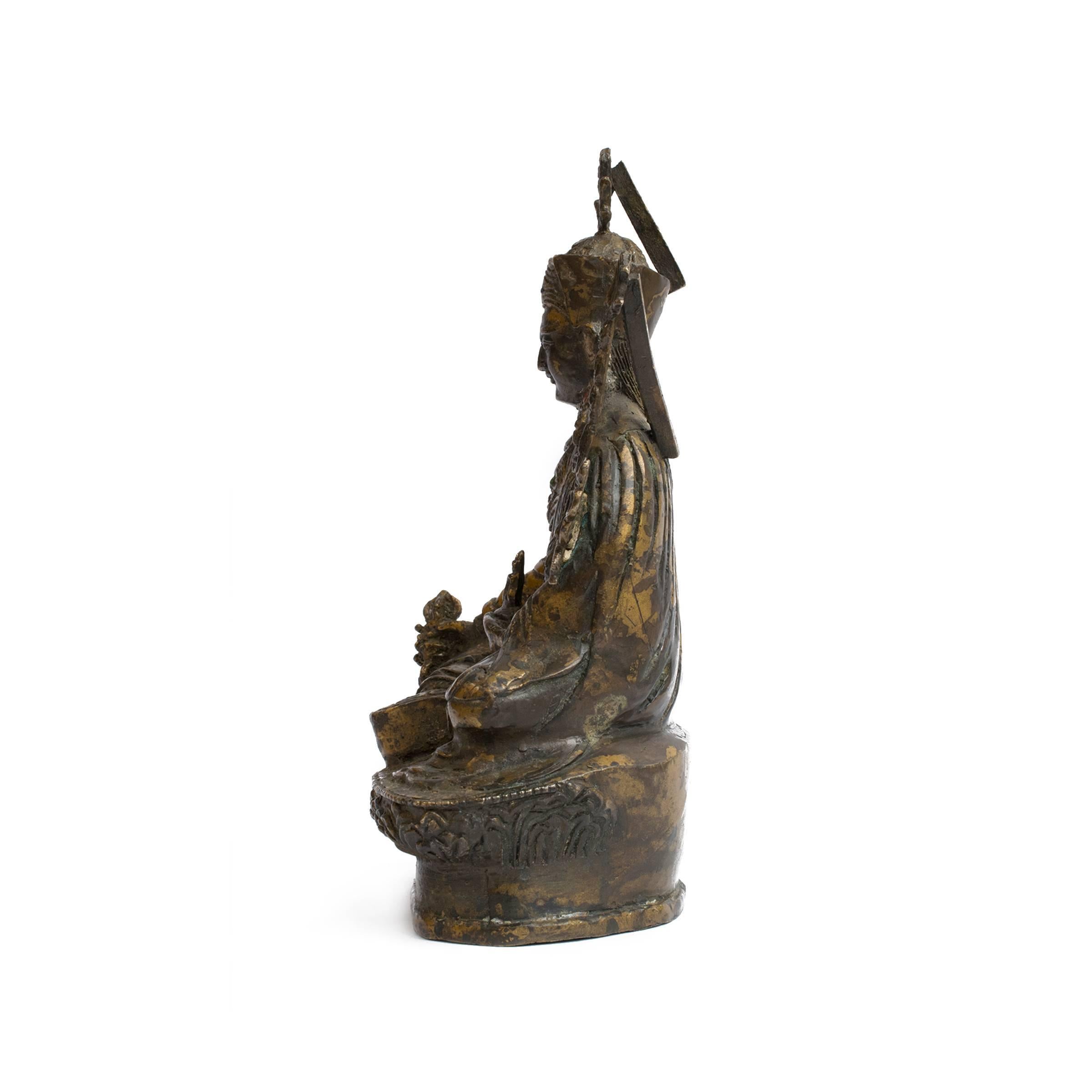 Gold Tibetan Gilt Bronze Figure of Deity