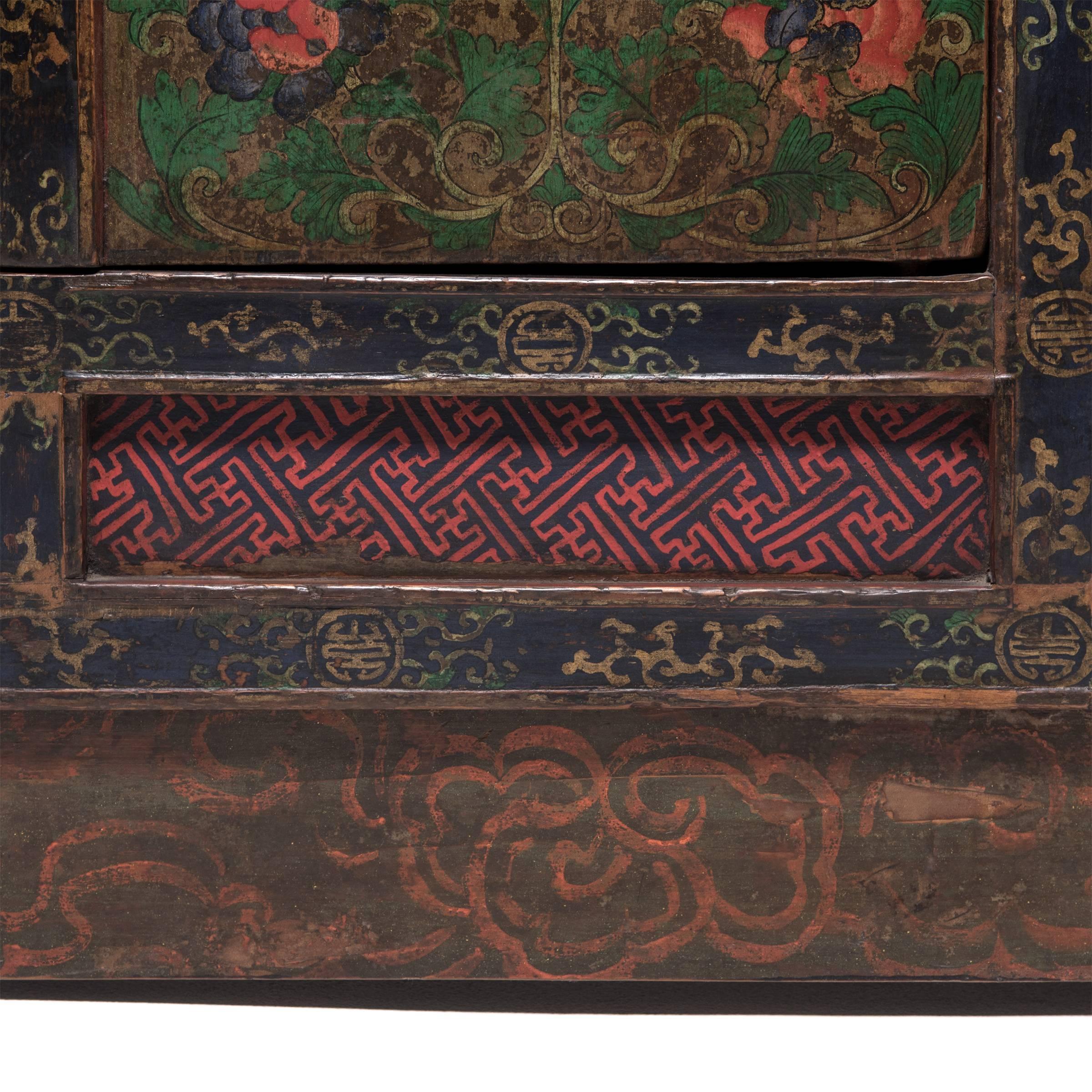 Tibetan Painted Lotus Cabinet 2