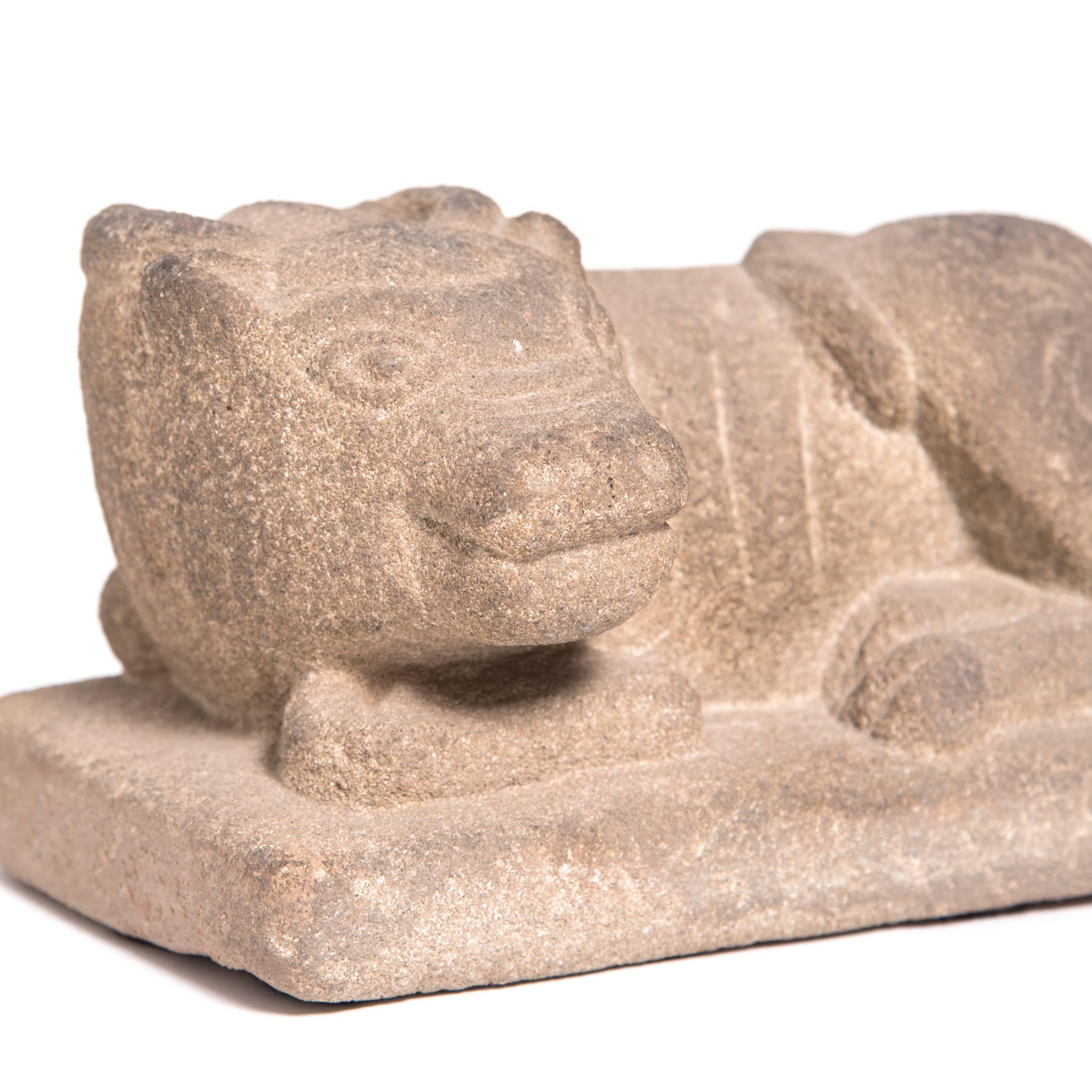 Hand-Carved Chinese Resting Ox Guardian