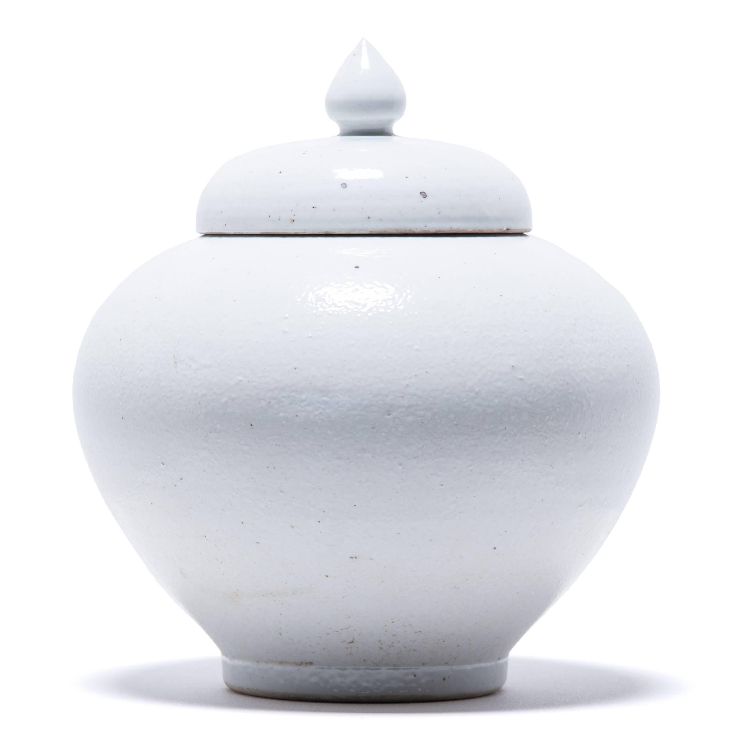 Glazed Chinese Tapered Cloud Jar with Lid
