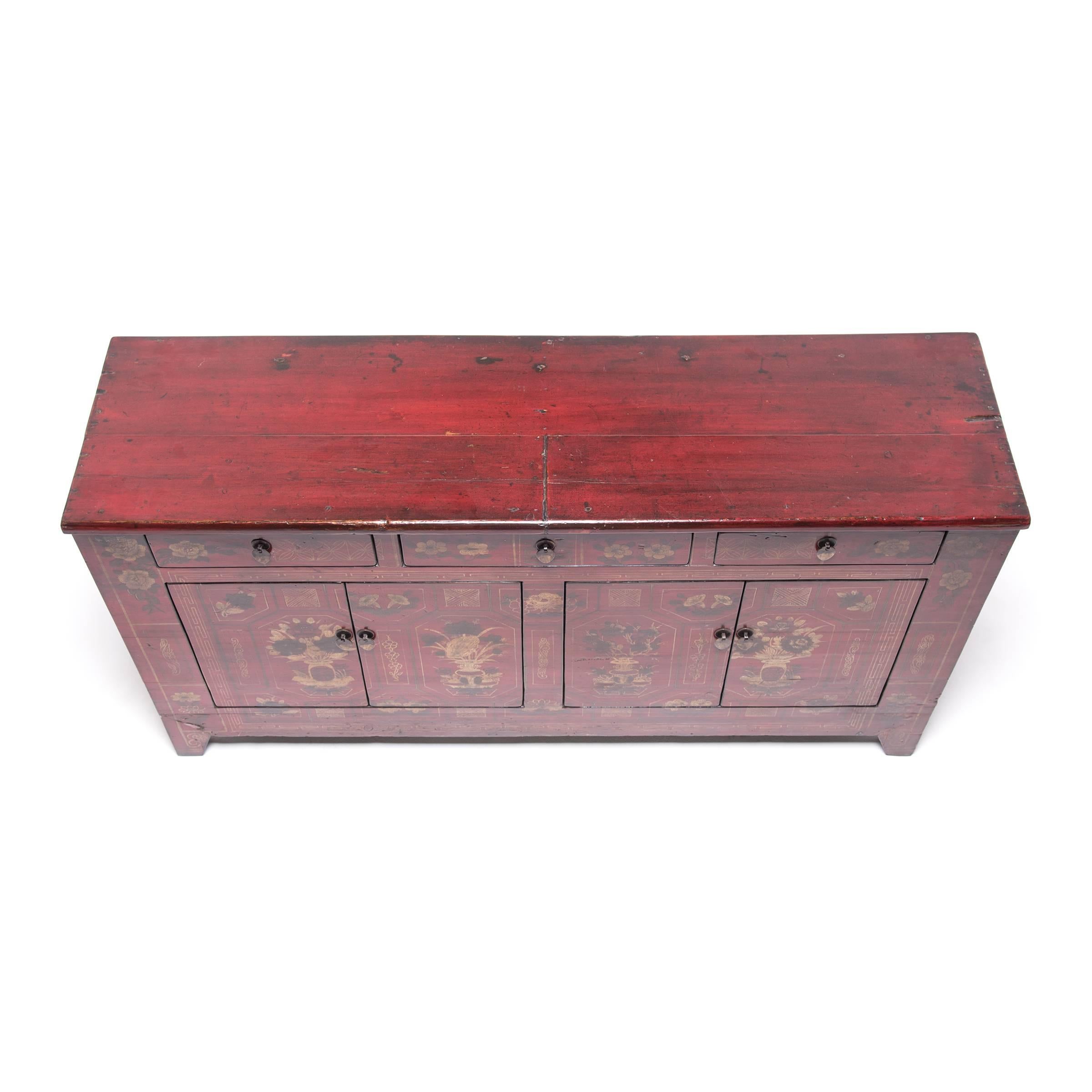 Hand-Painted Mongolian Floral Painted Storage Chest