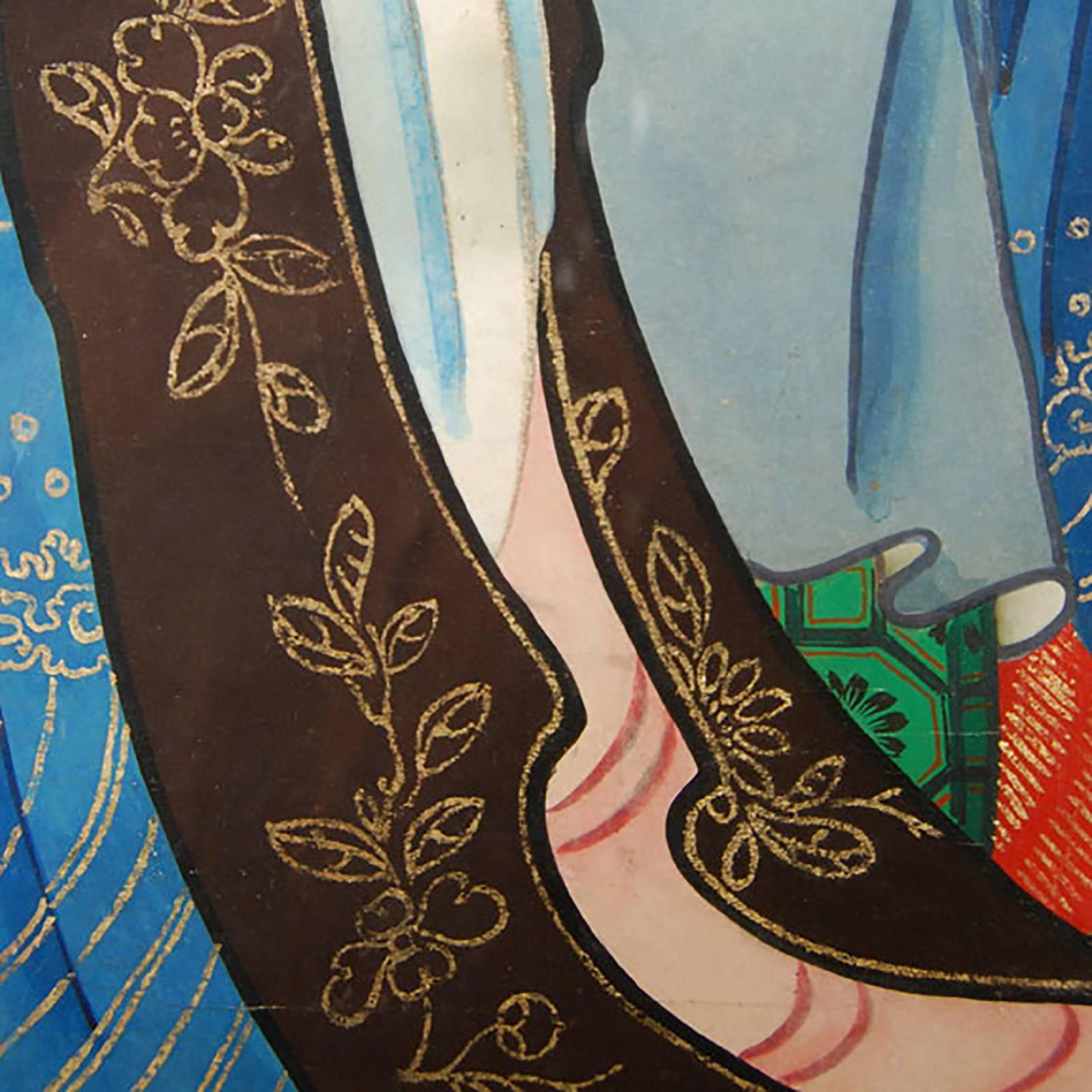 Chinese Lacquer New Year Painting In Good Condition In Chicago, IL