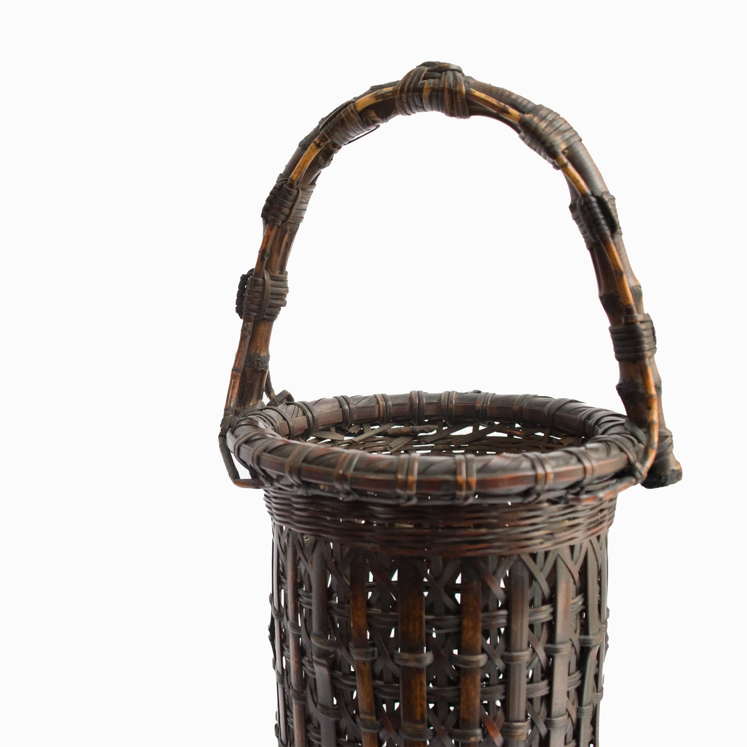 Taisho Japanese Bamboo Ikebana Basket