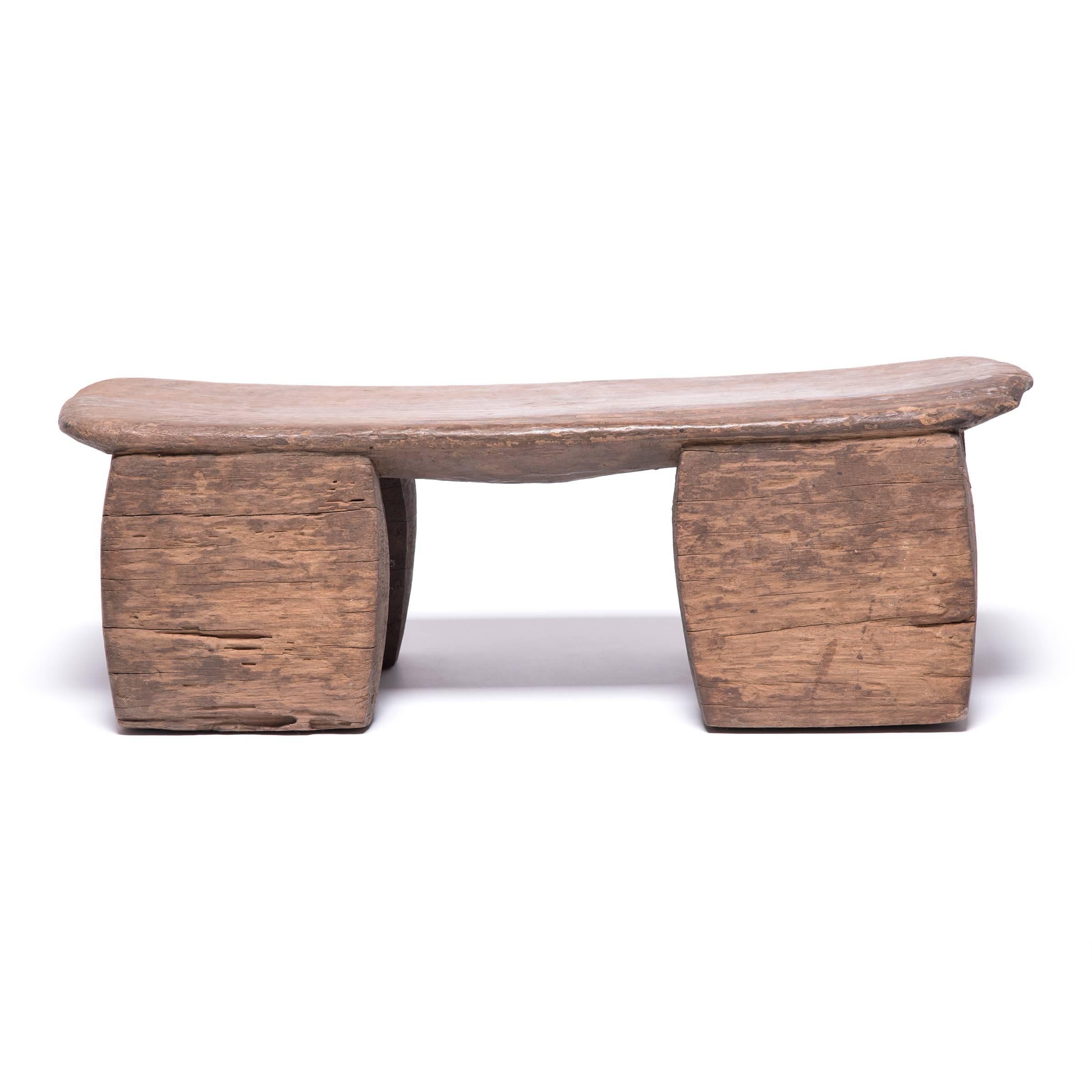 Hand-Carved Senufo Incised Stool from the Ivory Coast