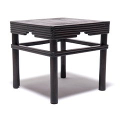 Chinese Black Lacquer Square Stool, c. 1850
