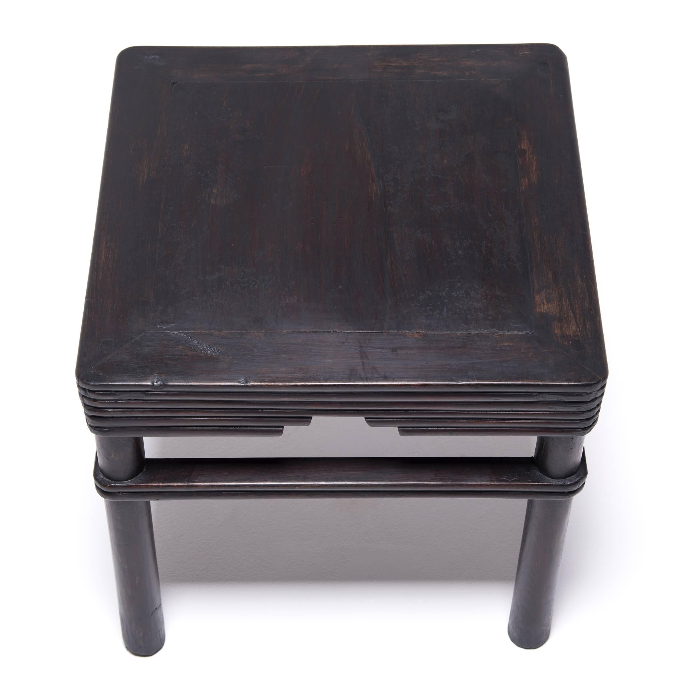 Chinese Black Lacquer Square Stool, c. 1850 In Good Condition In Chicago, IL