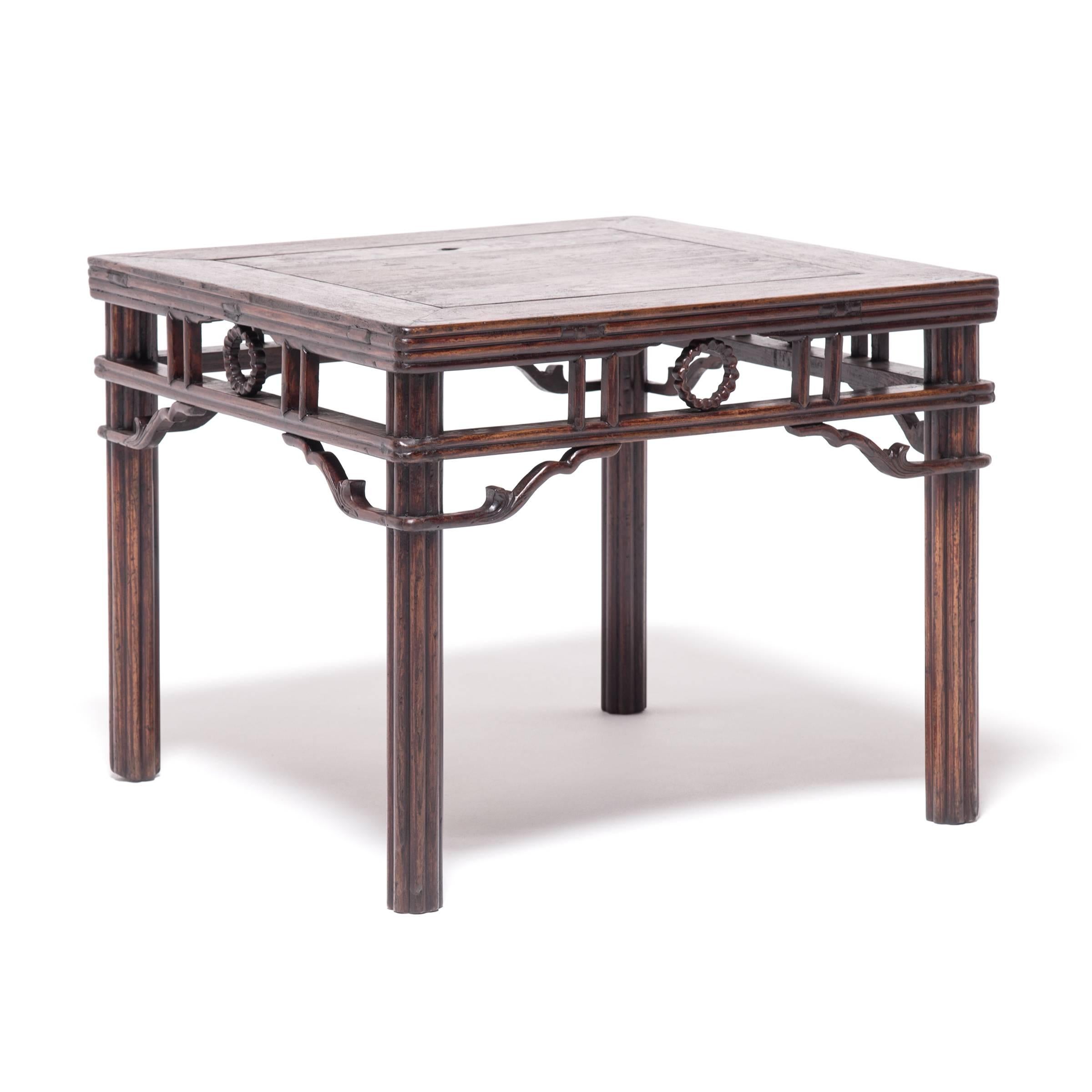 Hand-Carved Chinese Square Chrysanthemum Table
