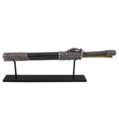 Chinese Elegant Silver Mounted Traveling Knife and Chopstick Set