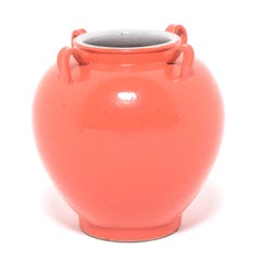 Chinese Orange Glazed Rope Jar