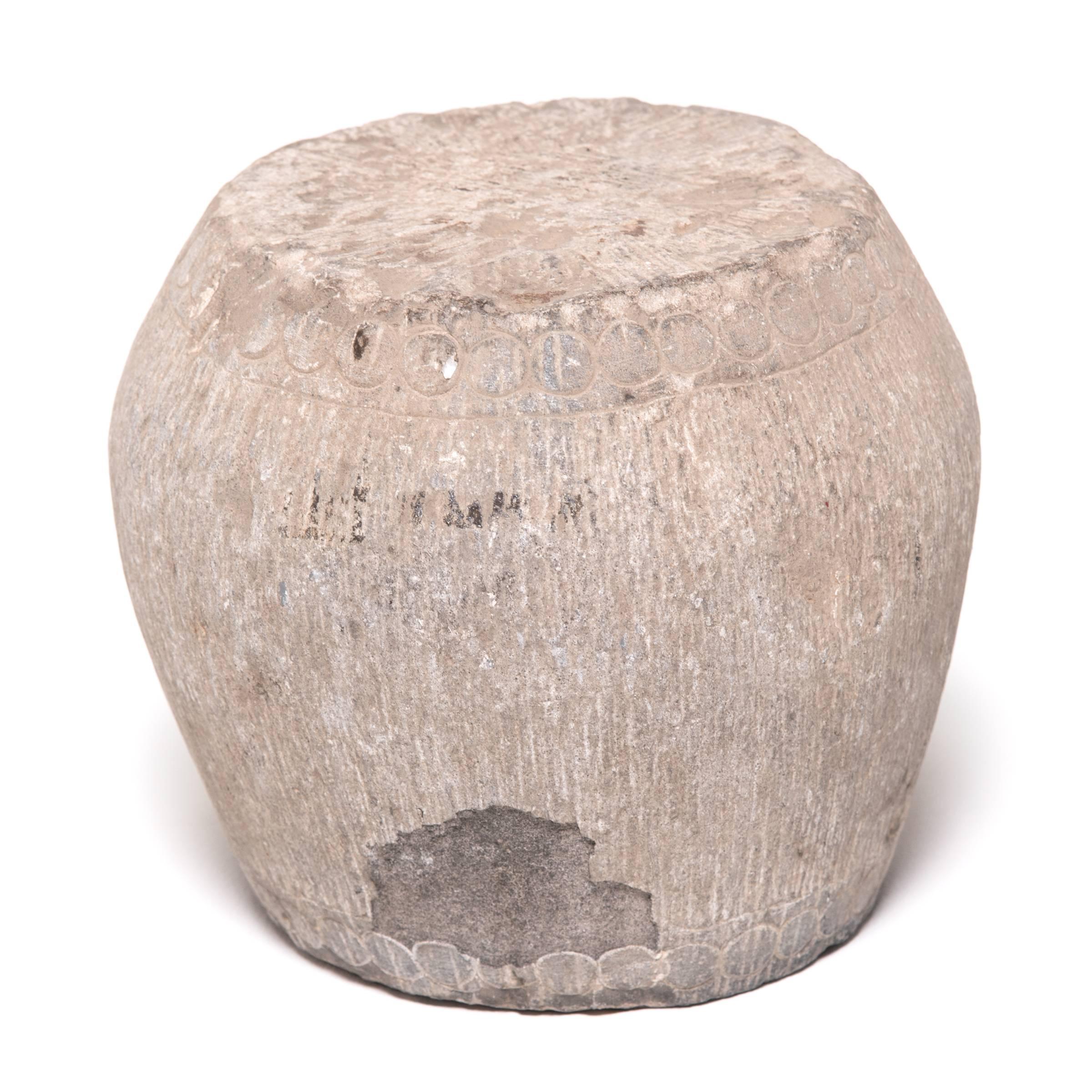 Hand-Carved Chinese Petite Stone Drum