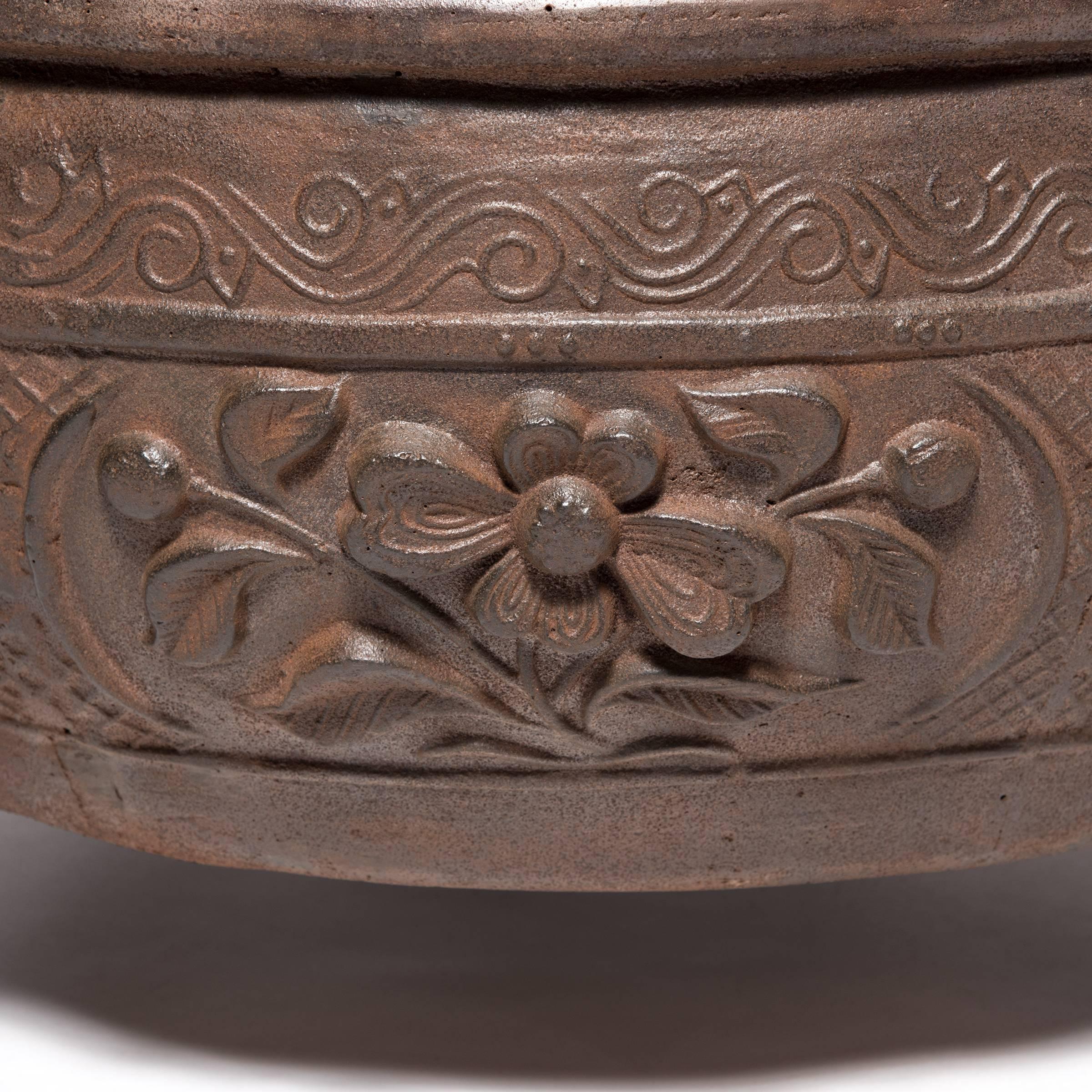 Chinese Shallow Cast Iron Lotus Vessel 2
