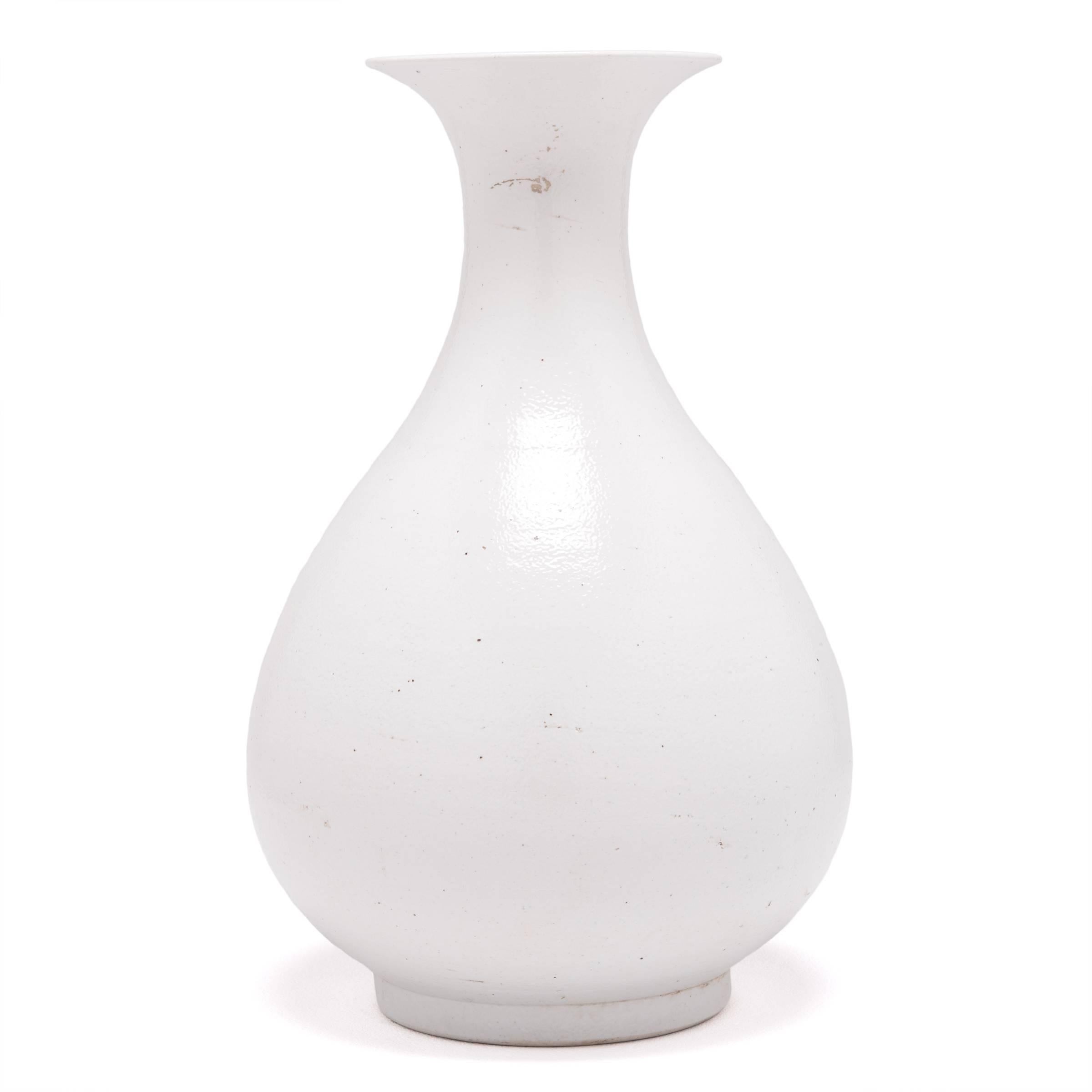 Minimalist White Glazed Chinese Pear Vase For Sale