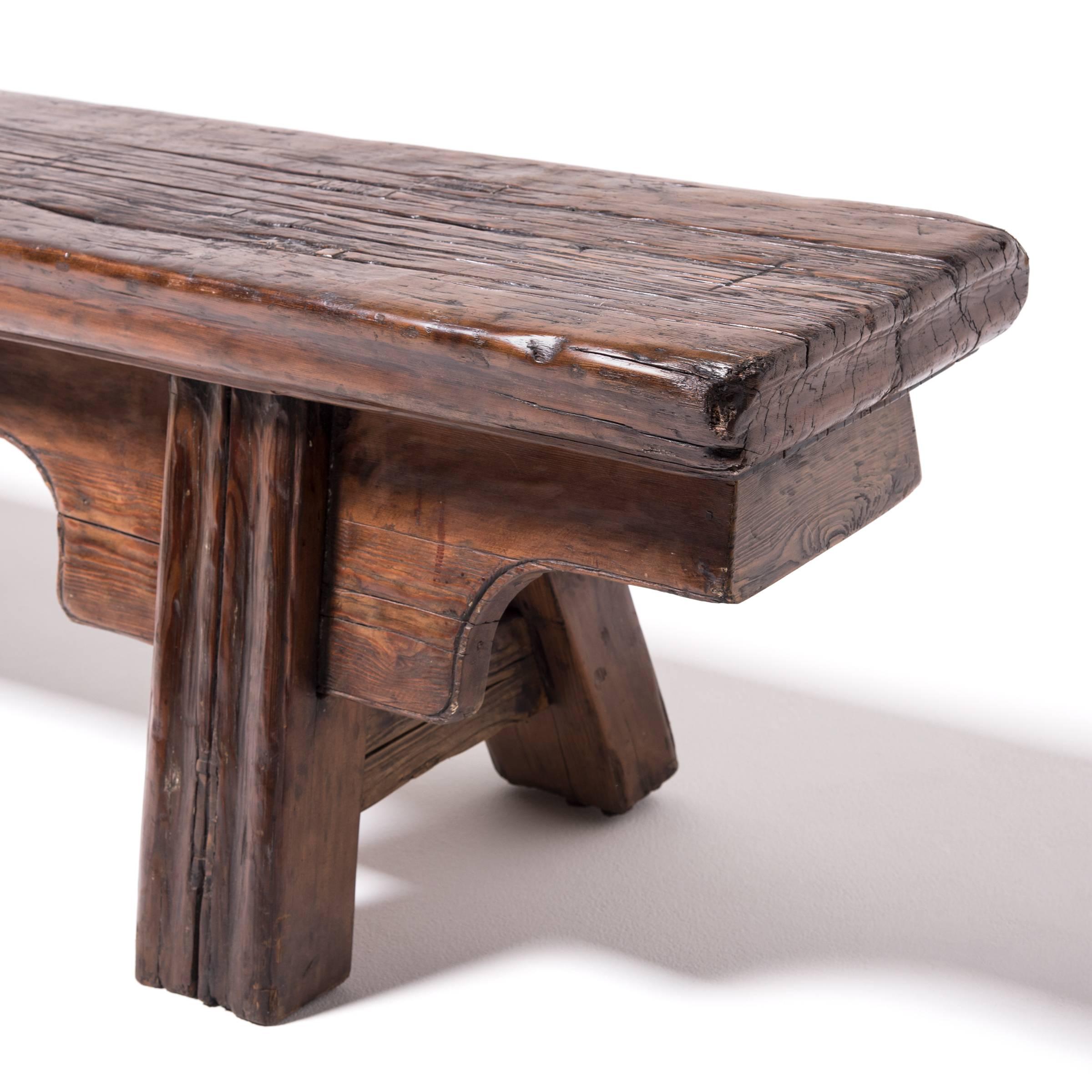 19th Century Provincial Chinese Elmwood Bench, c. 1850 For Sale