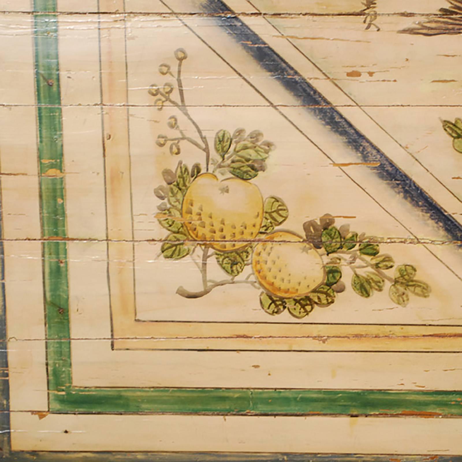 Qing Chinese Bed Canopy Painting with Phoenix and Auspicious Fruit