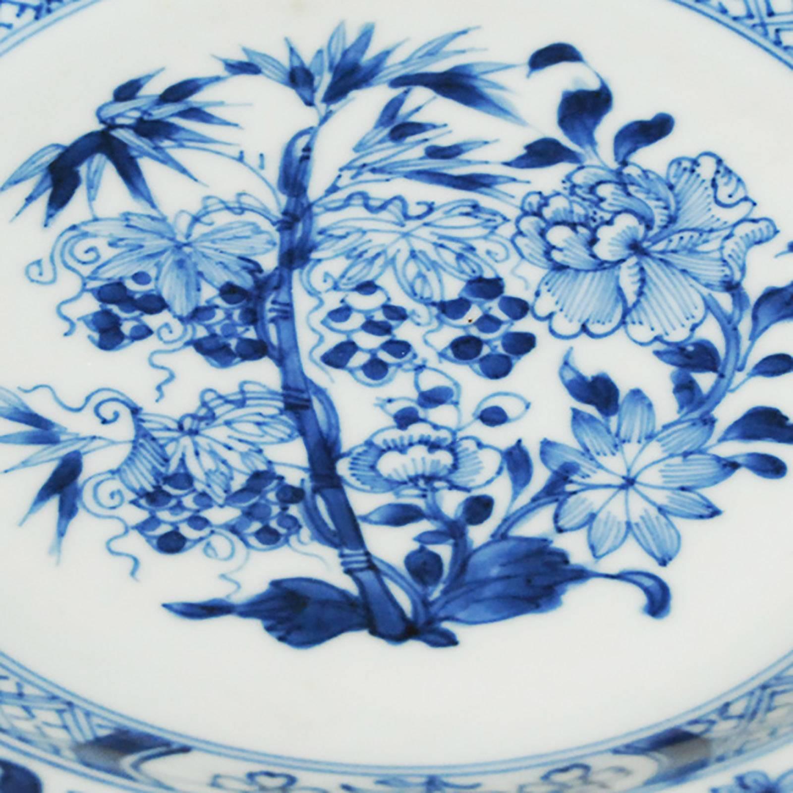 By the 19th century, Chinese painted porcelains were sought after the world over. This hand-painted plate, decorated with an intricate floral pattern in the famous blue-and-white design, was produced in China, for export to Europe.

 