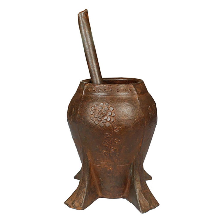 Chinese Chrysanthemum Mortar For Sale at 1stDibs