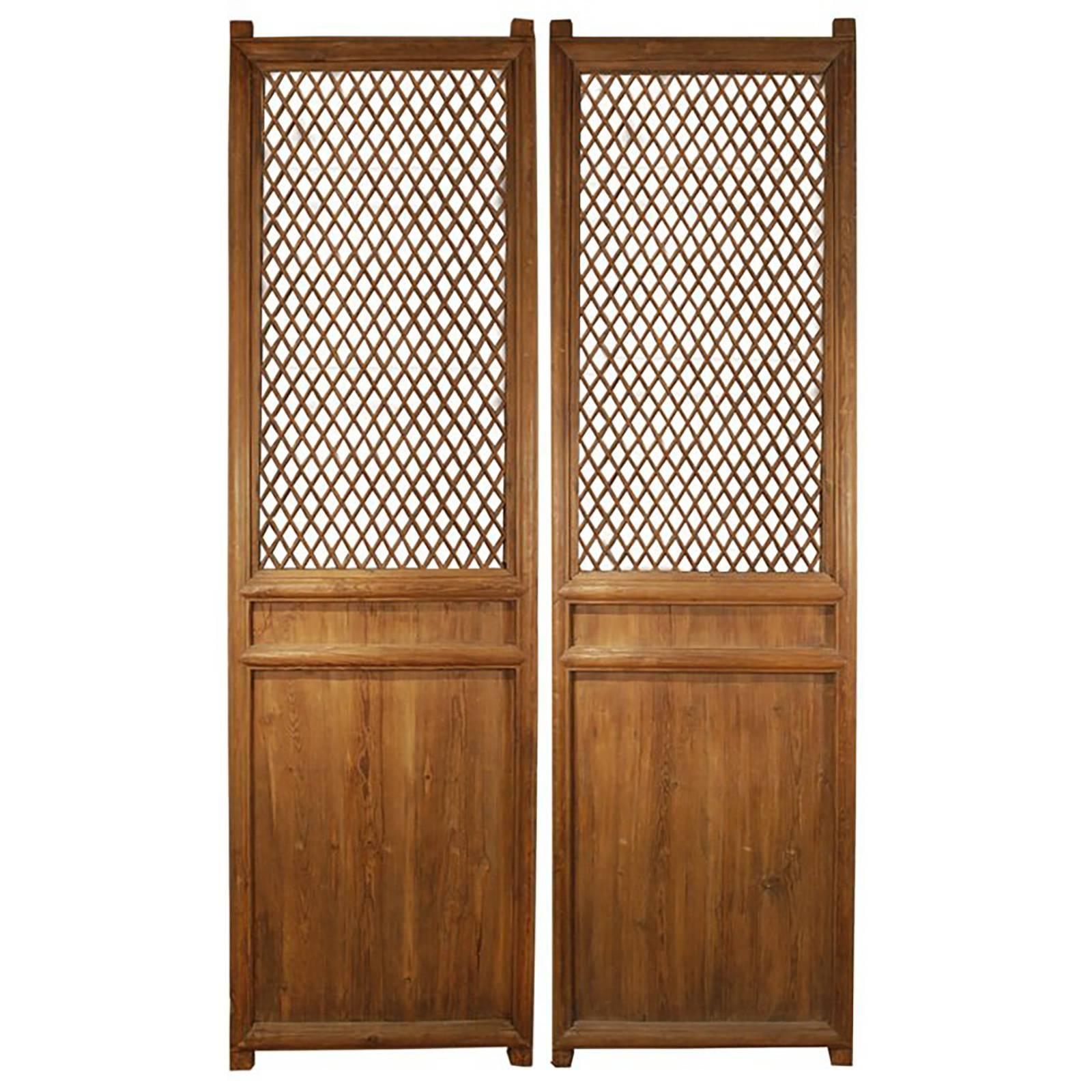 Pair of Chinese Courtyard Lattice Panels