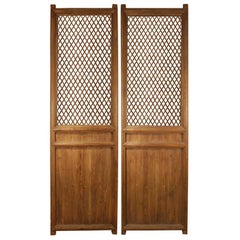 Antique Pair of Chinese Courtyard Lattice Panels