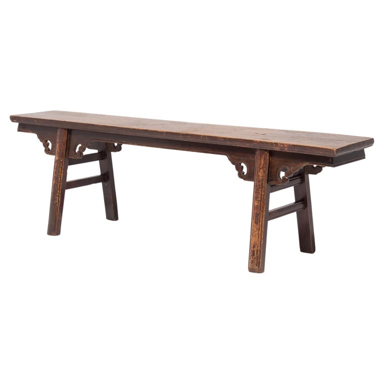 Chinese Lacquered Bench with Splayed Legs, c. 1850 For Sale at 1stDibs