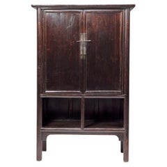 Chinese Two-Door Tapered Cabinet with Open Shelves, c. 1850