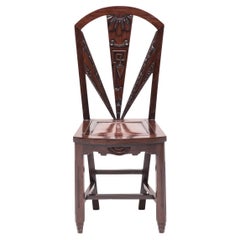 Pair of Chinese Art Deco Geometric Side Chairs, c. 1920