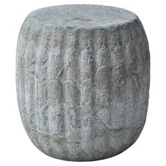 Pequeño tambor chino de piedra de melón con fruta y flora, c. 1900