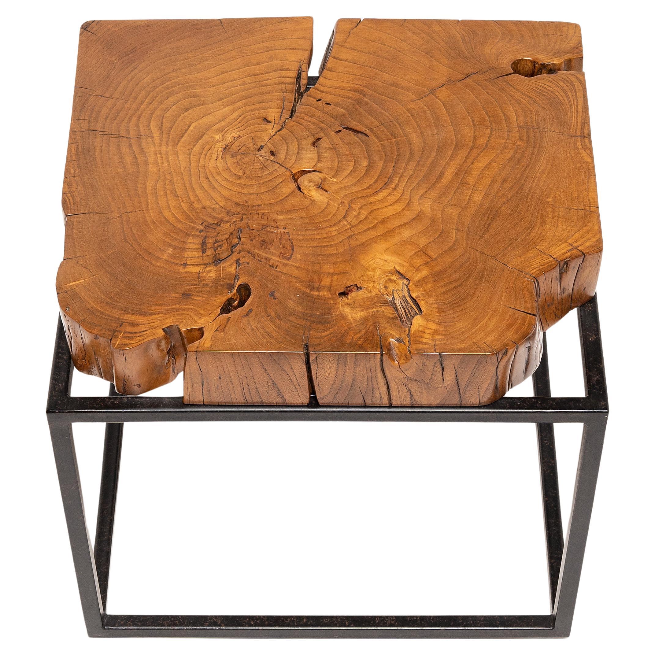 Hana Raw Timber Side Table For Sale