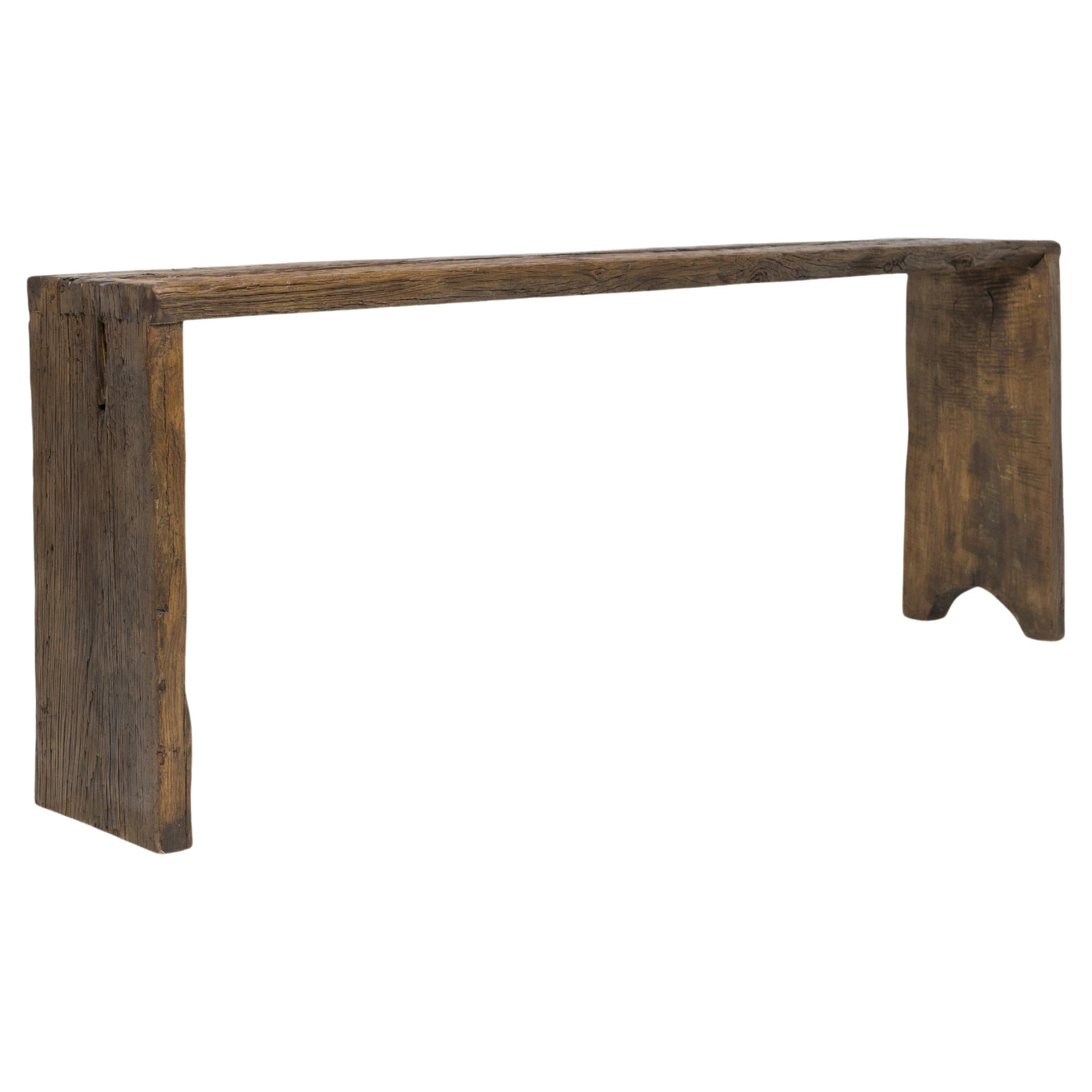 Long Reclaimed Elm Tobacco Waterfall Table For Sale