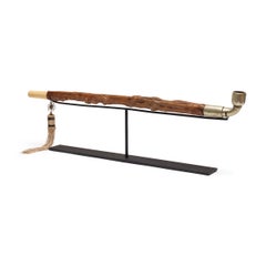 Pipa de tabaco china de madera de boj nudosa, c. 1850