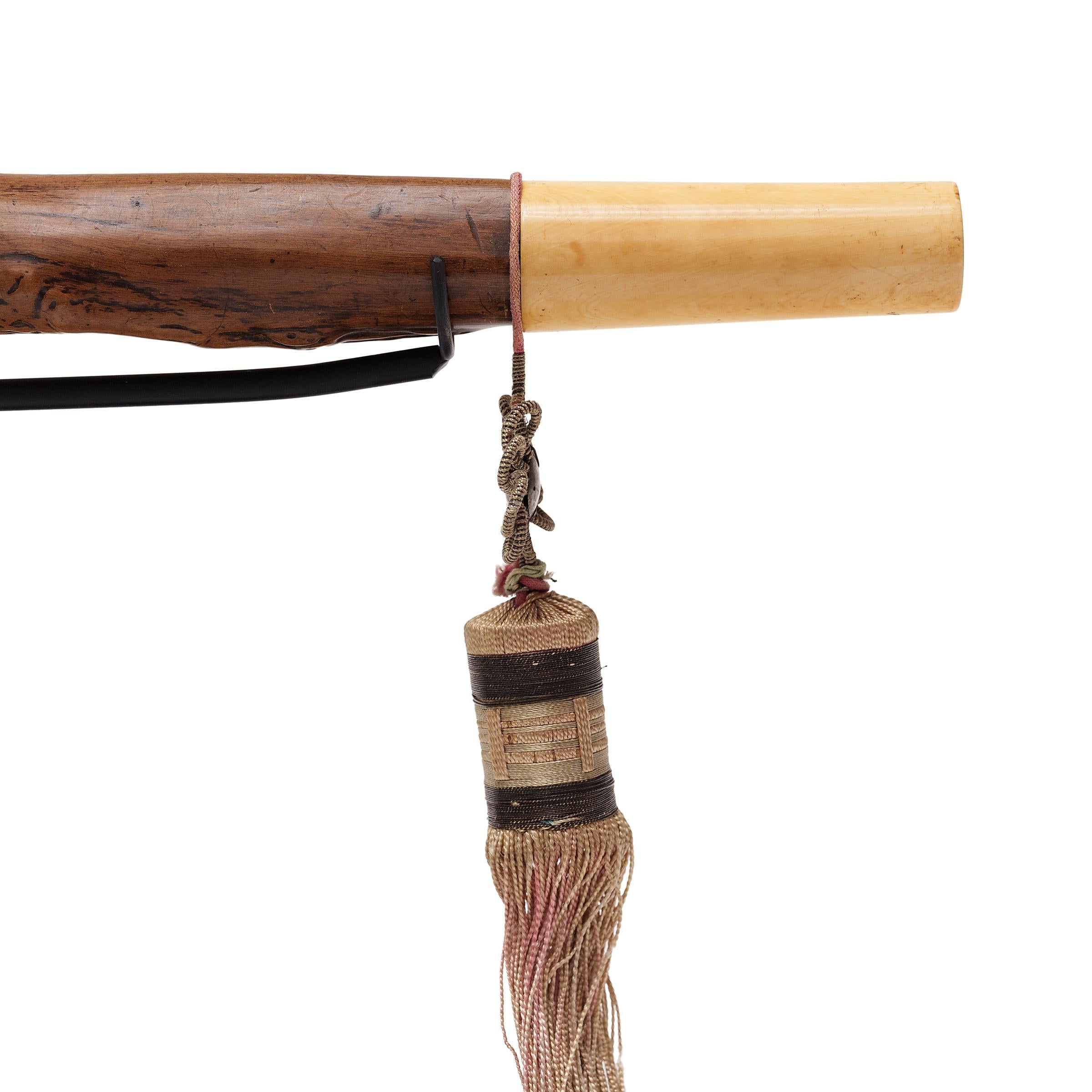 Qing Pipa da tabacco cinese in bosso nodoso, 1850 ca. in vendita