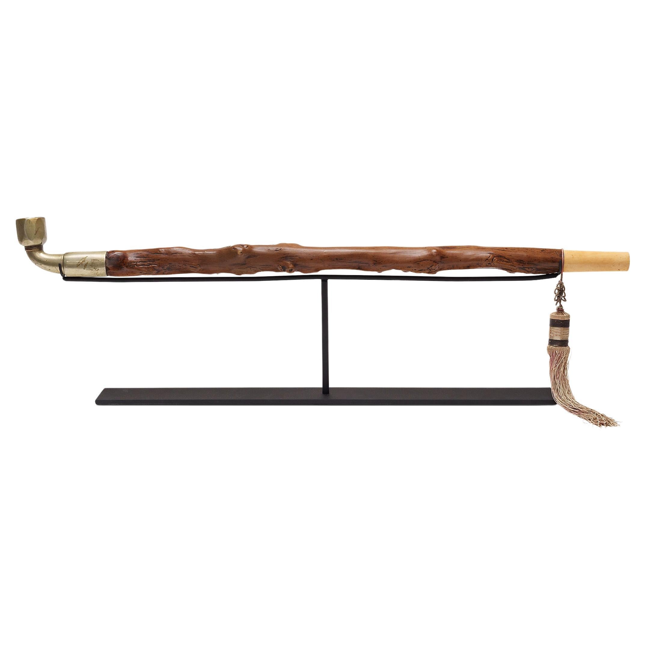 Pipa da tabacco cinese in bosso nodoso, 1850 ca. in vendita