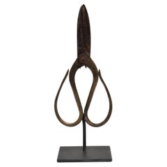 Antique Chinese Blacksmith Iron Scissors on Mount, c. 1850