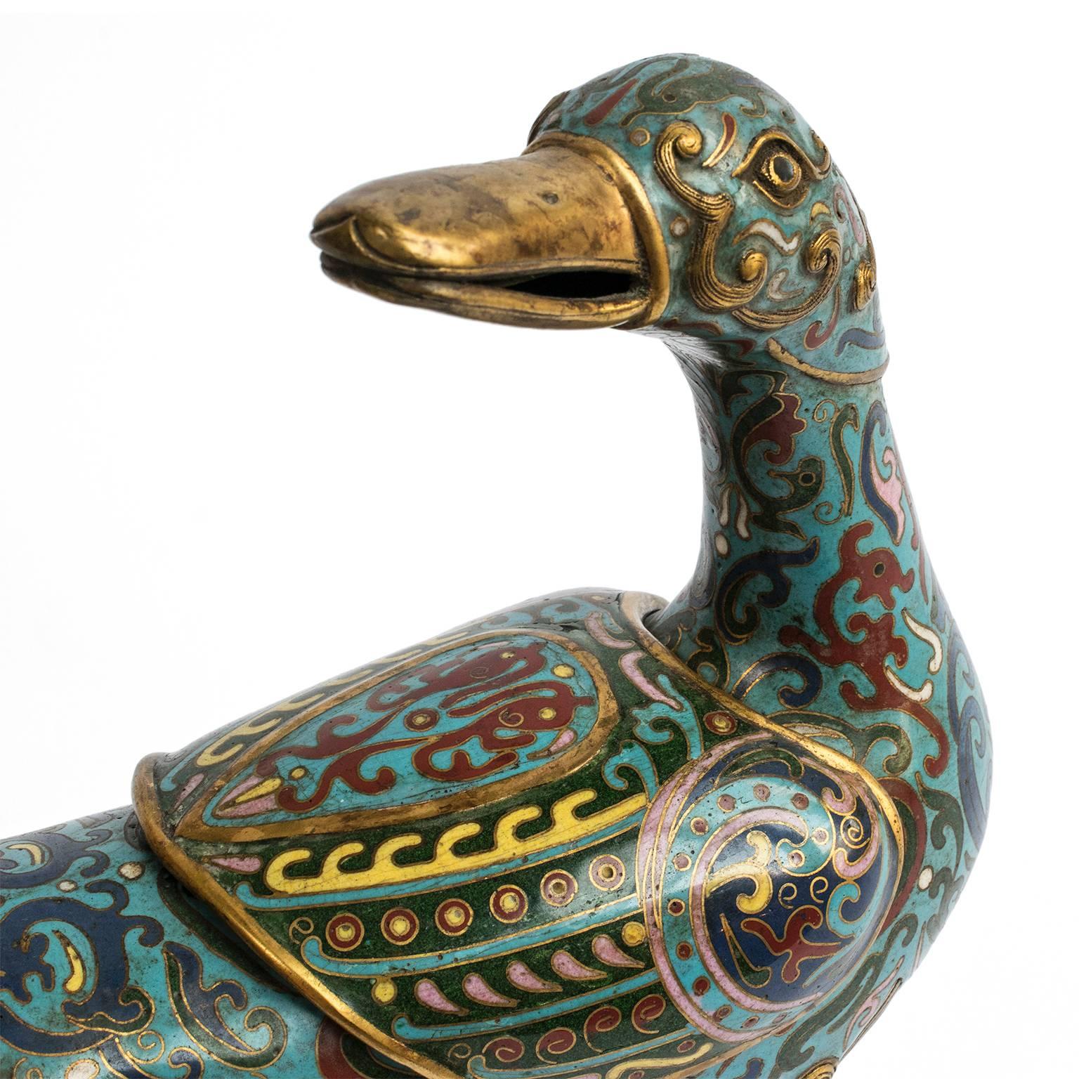 Pair of early 20th C. Cloisonne Ducks 1