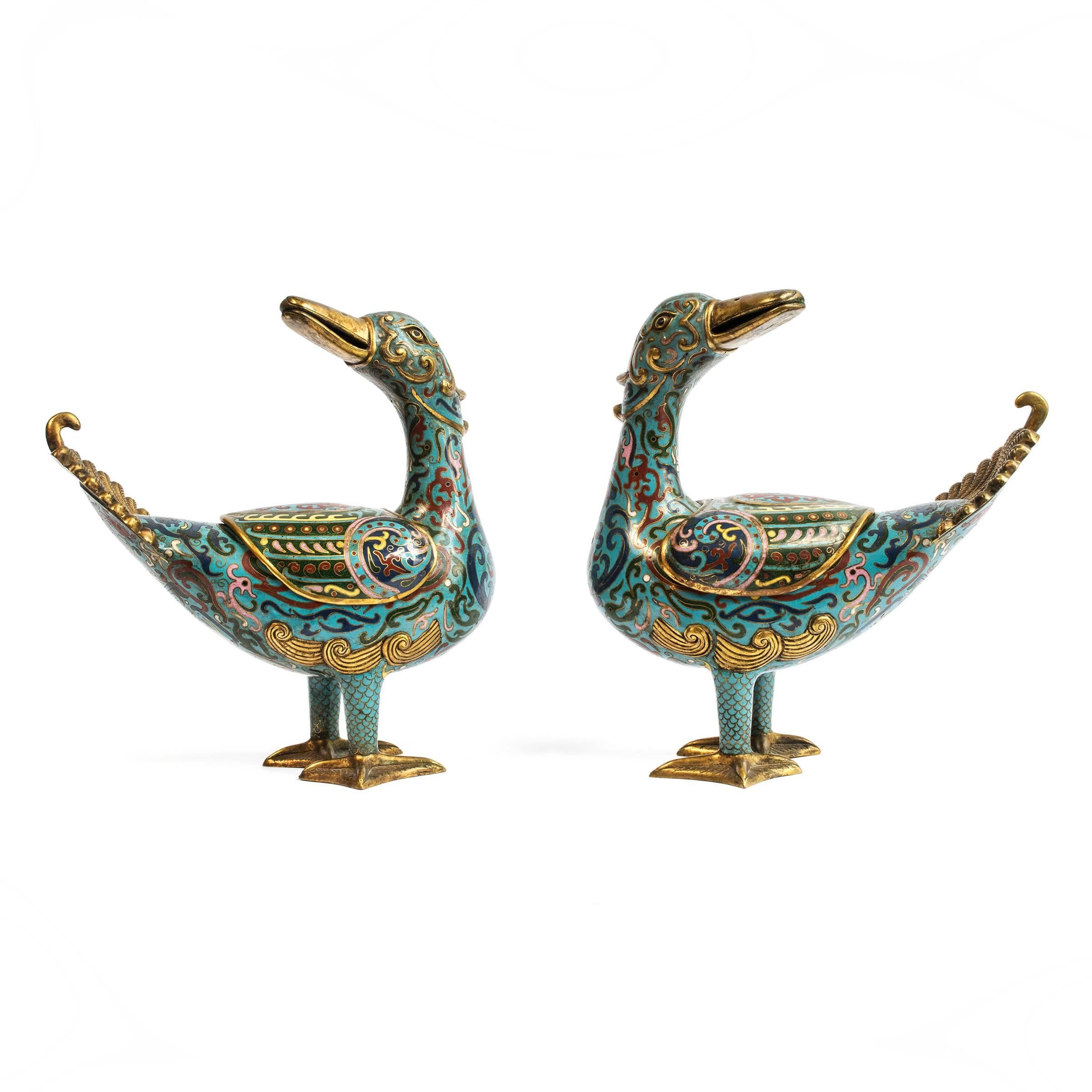 A lady of refinement and taste may have once owned this finely crafted pair of ducks. They were designed as incense burners. Perhaps they were a wedding gift — ducks symbolize felicity and conjugal fidelity — and were kept in the lady’s chambers.