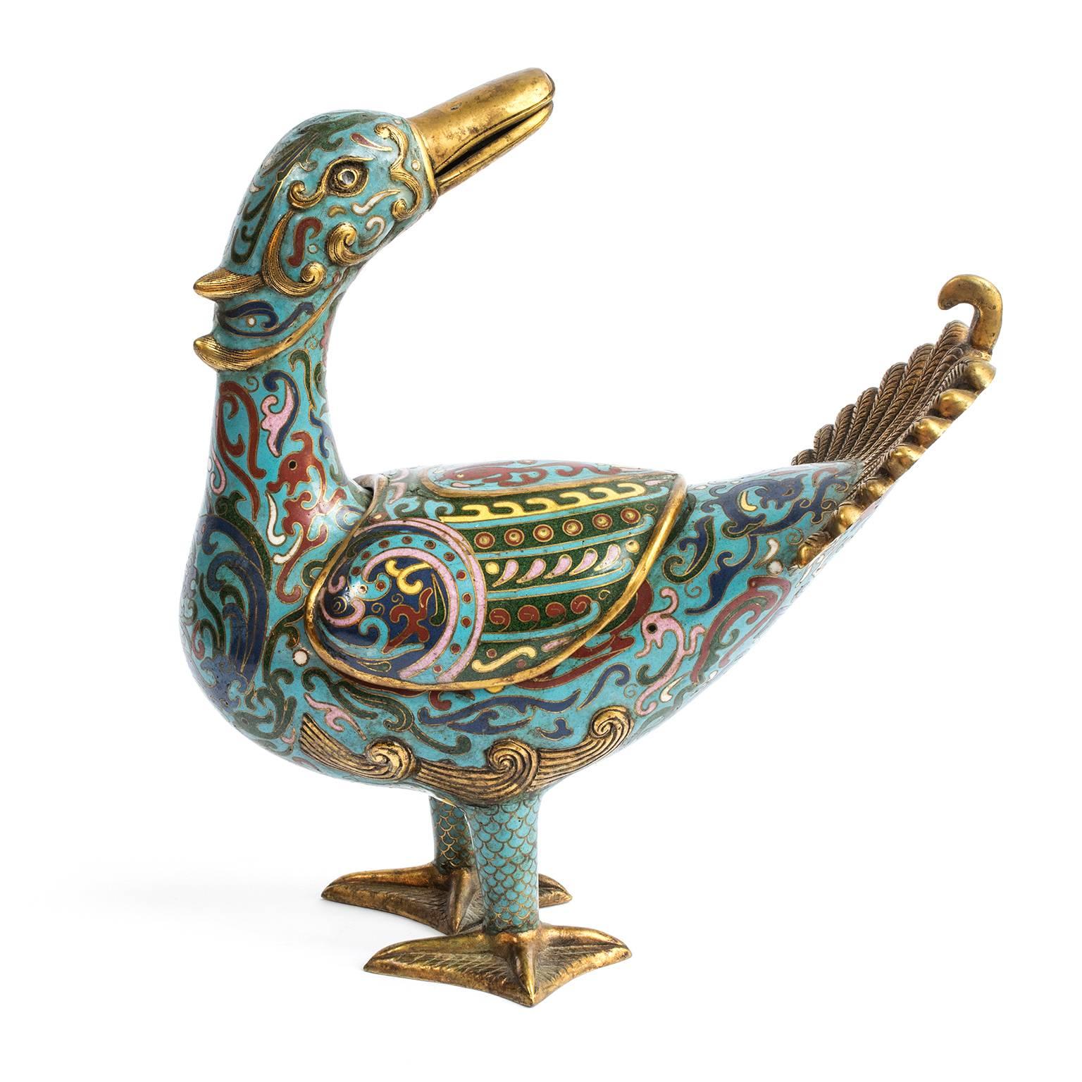 20th Century Pair of early 20th C. Cloisonne Ducks