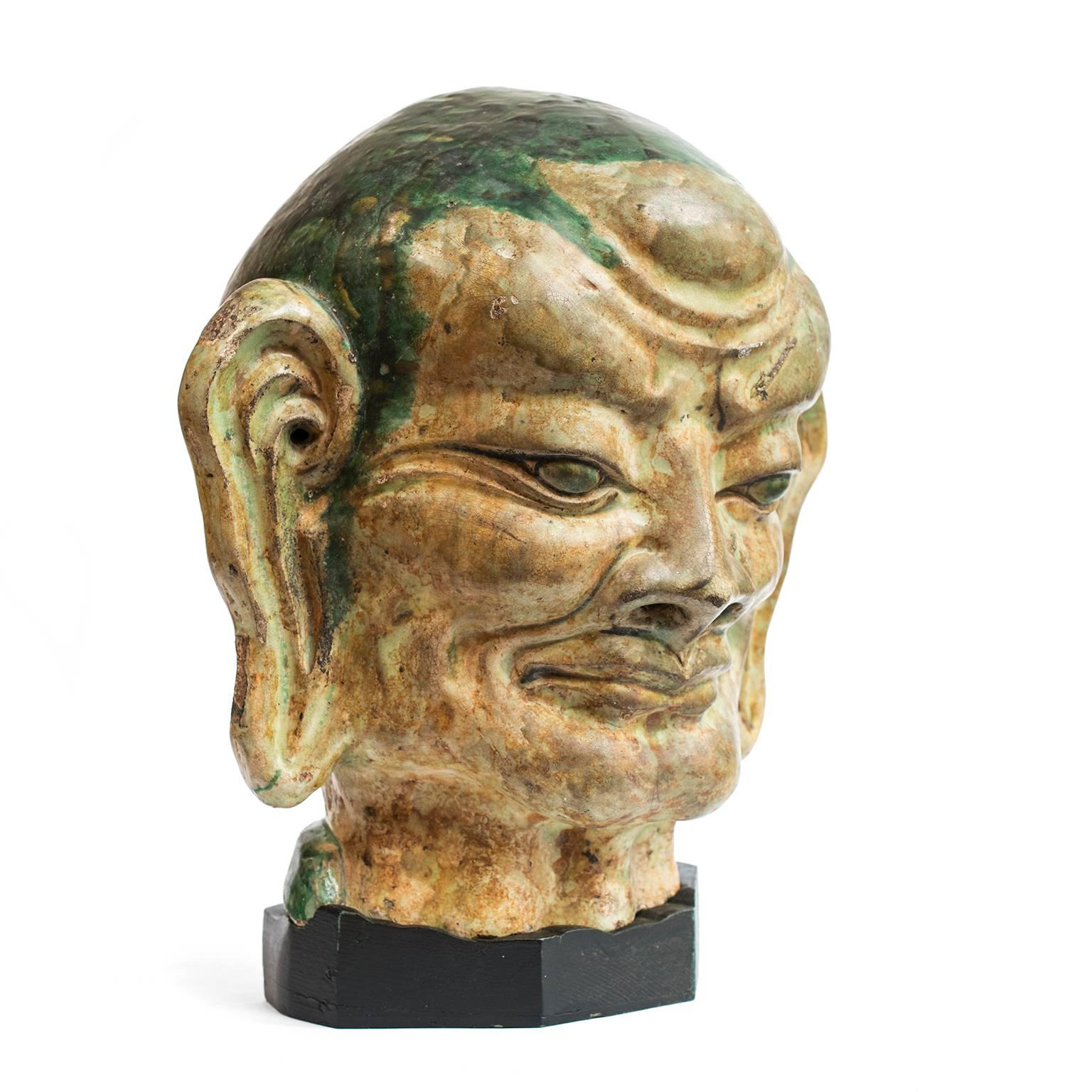 Chinese Sancai Glazed Buddhist Arhat, Ming Dynasty, c. 1600 For Sale 1