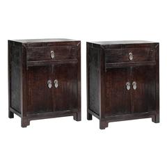 Pair of 19th Century Chinese Petite Walnut Cabinets