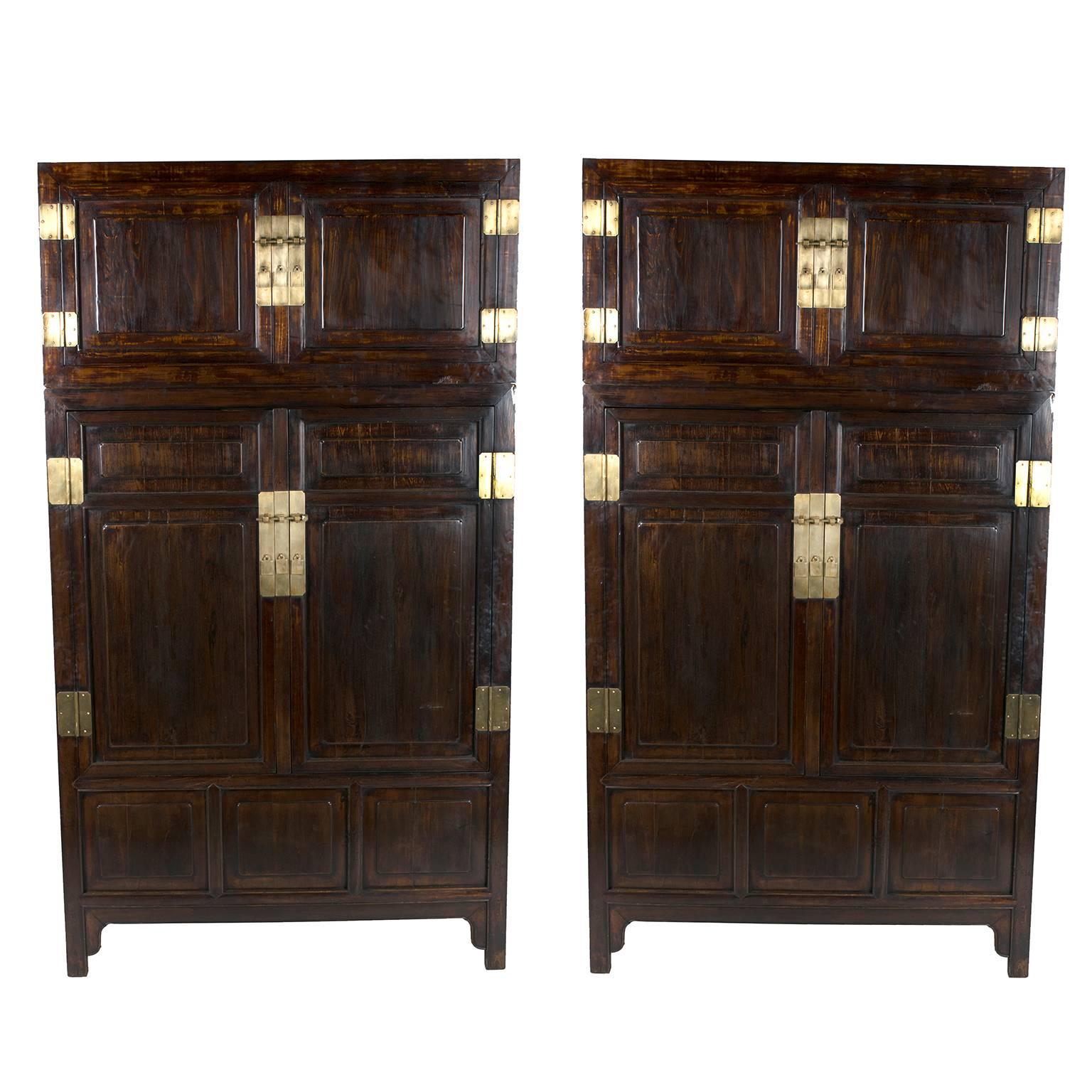 Pair of 19th Century Chinese Compound Cabinets