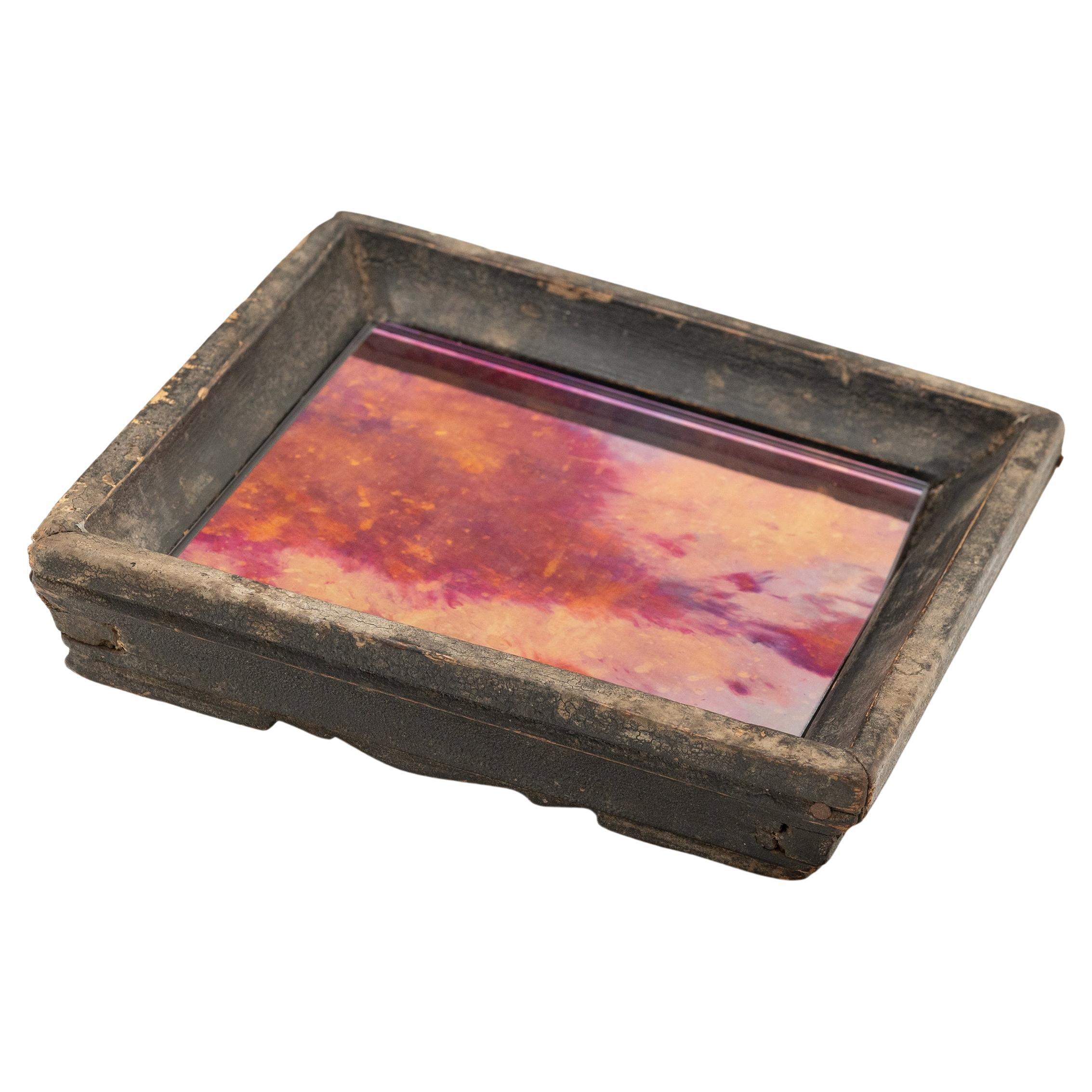 Petite Chinese Tray with Rose Mirror, c. 1900 For Sale