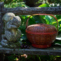 Chinese Red Lacquer Carrying Basket
