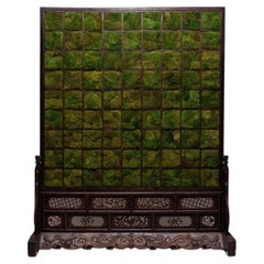 Monumental Chinese Lattice Spirit Screen with Preserved Moss, 19th Century