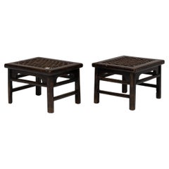 Pair of Chinese Woven Hide Stools, c. 1850