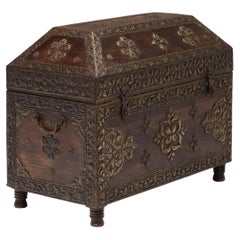 Indian Repoussé Brass Bound Chest