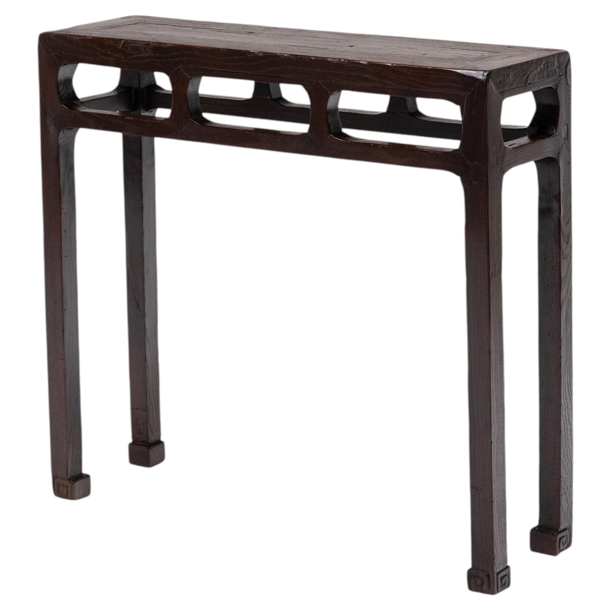 Narrow Chinese Prosperity Console Table, Late 19th Century